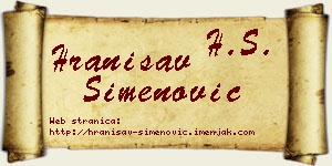 Hranisav Simenović vizit kartica